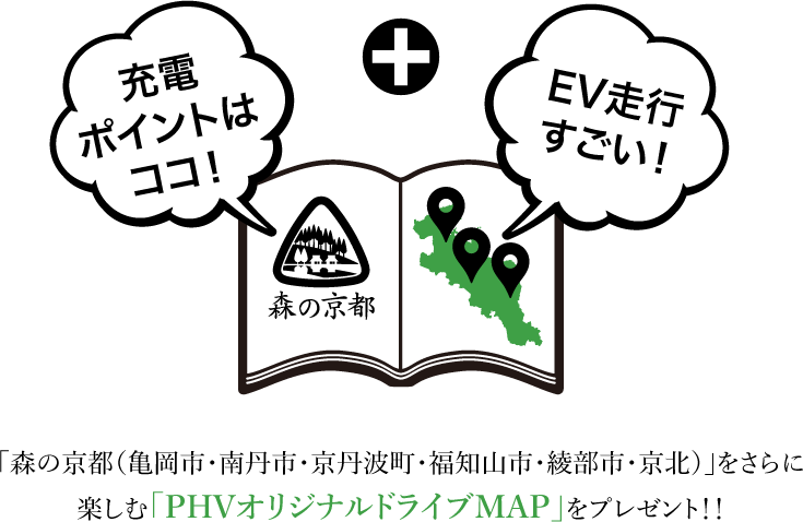 「森の京都（亀岡市・南丹市・京丹波町・福知山市・綾部市・京北）」さらに楽しむ「PHVオリジナルドライブMAP」をプレゼント！！